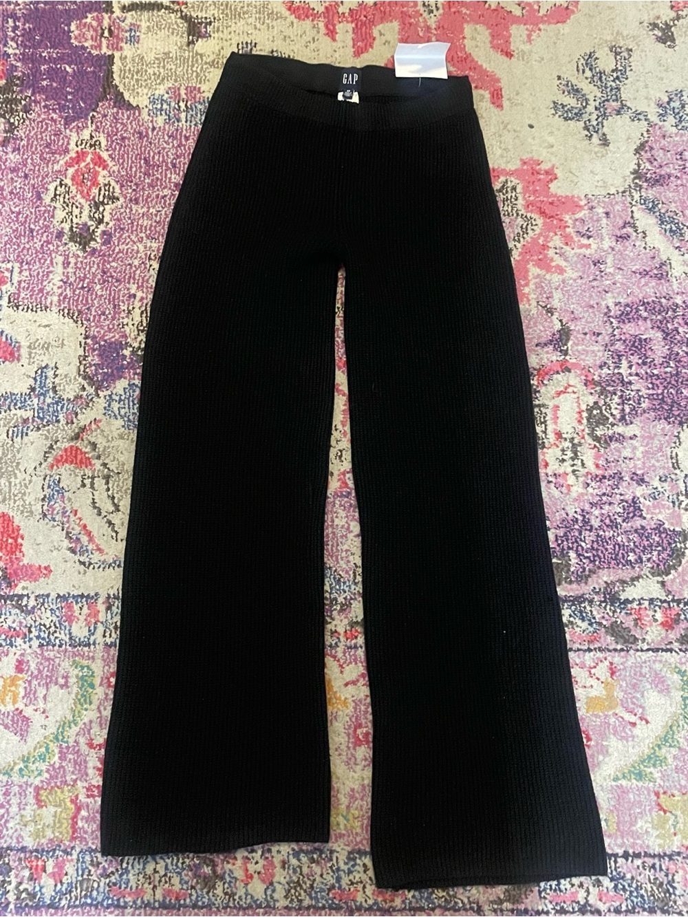 GAP Black Ribbed Knit Pants with Logo tag small